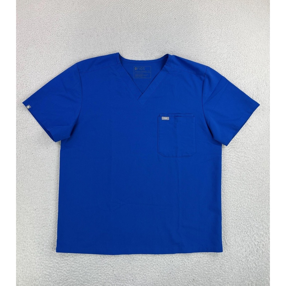 FIGS Scrub Top Mens XL Blue Leon V Neck Technical Collection Medical FM1500